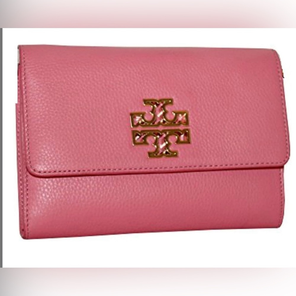Tory Burch Women's Britten Pebble Chain Wallet, Pink